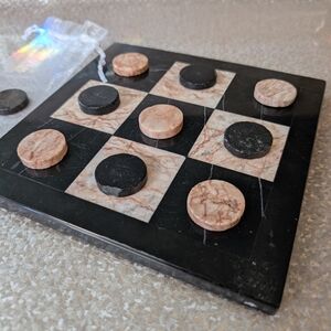 Marble Tic-Tac-Toe Set - Black and Brown
